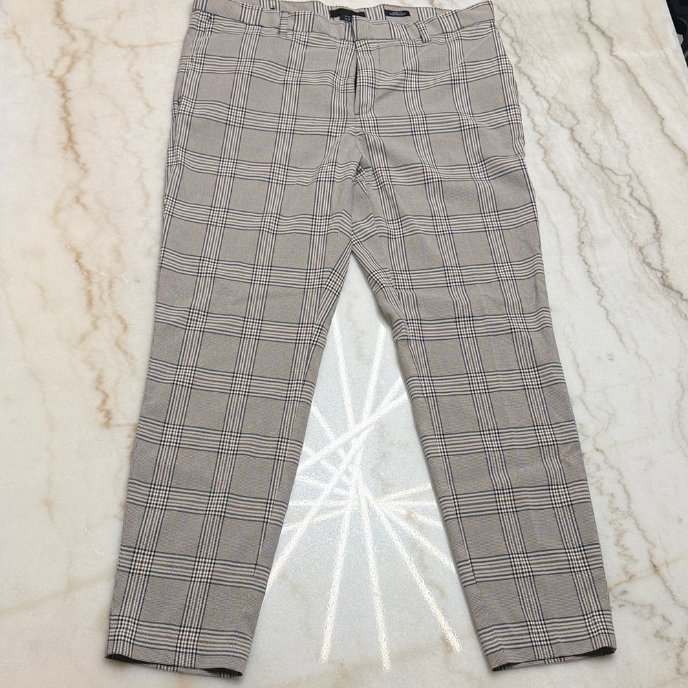 H&M Men's Skinny Fit Checkered Pants - Brown and Black